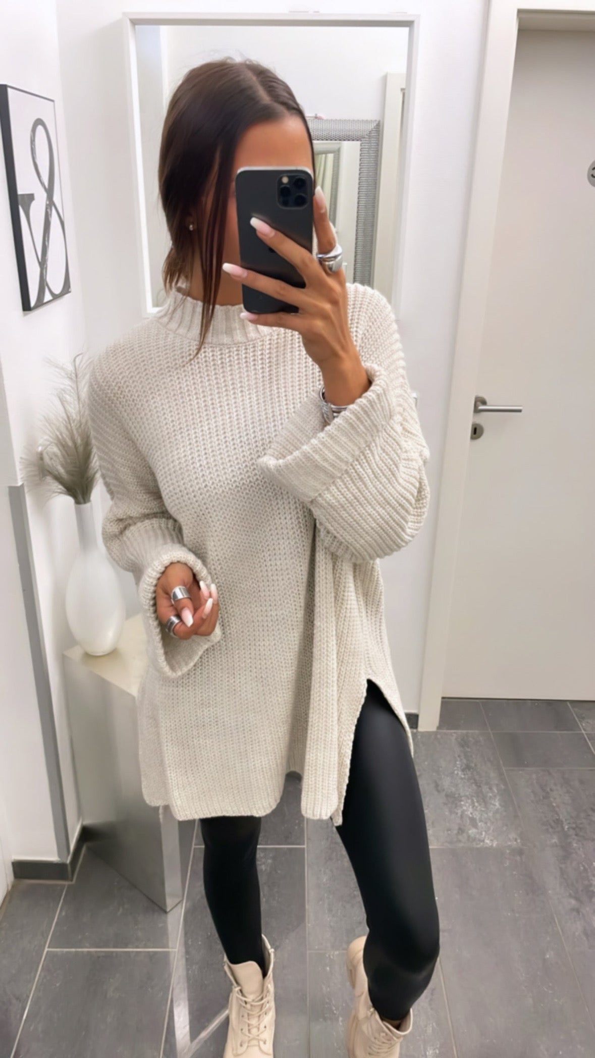 Oversize pullover mit schlitz Clearance